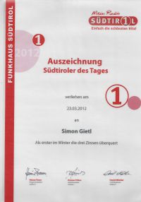 Südtirol1 - Auszeichnung