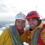 Simon Gietl und Vittorio Messini am Gipfel des Wasserkopf